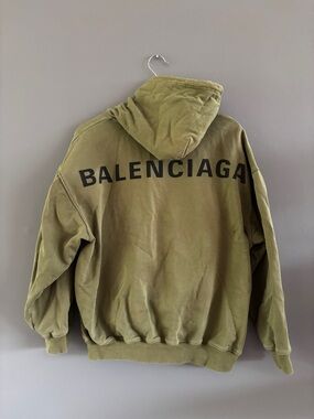 Authentic Balenciaga Back Logo Hoodie Army Green XS Oversized Skater Fit